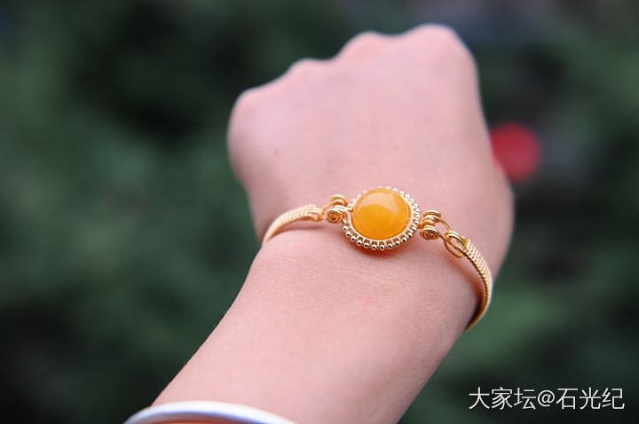 14K包金手工绕线——中古镯_南红