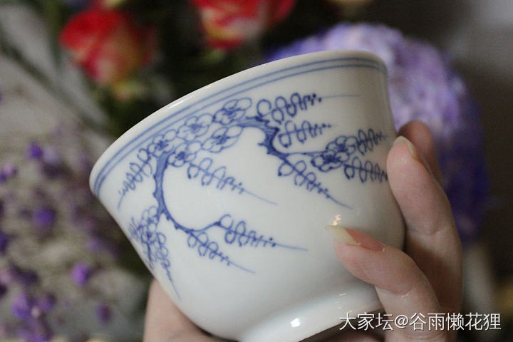 游丝牵惹桃花片——折枝过墙梅大杯杯_陶瓷