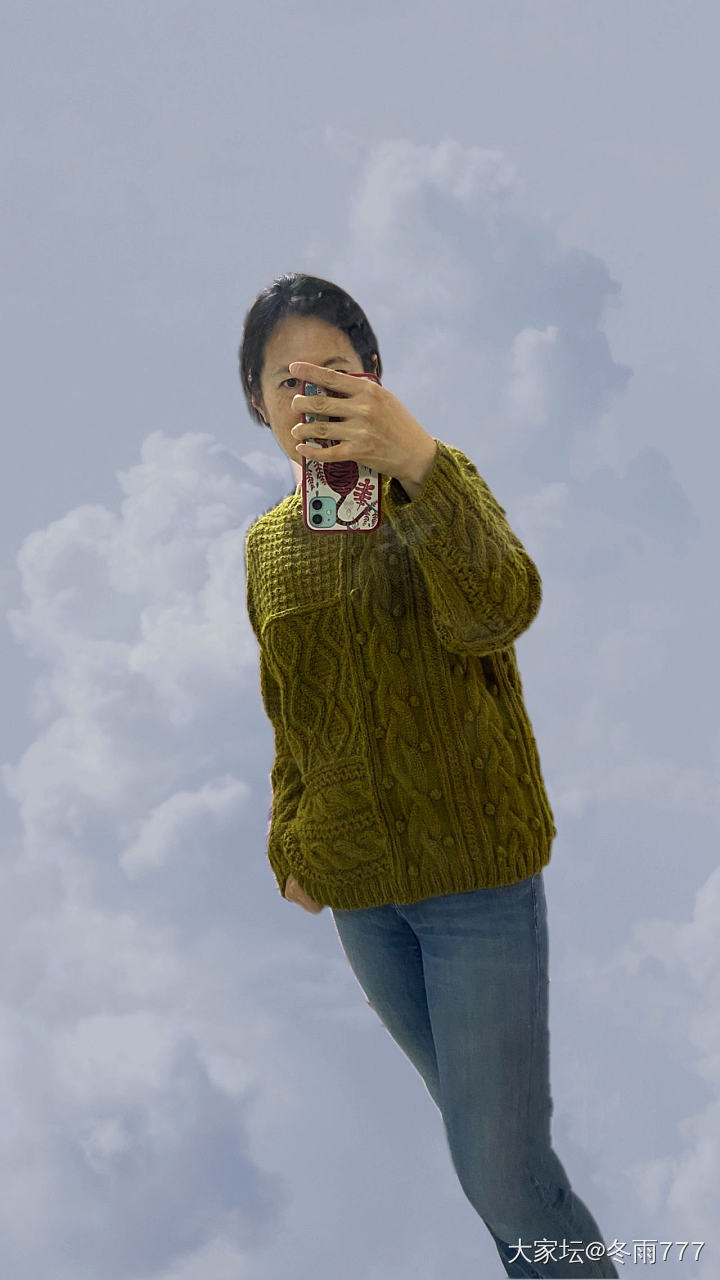 没有珠宝可晒，来晒晒新技能吧，跟着老师和视频3周时间给自己织了一件毛衣，看把我厉..._编织