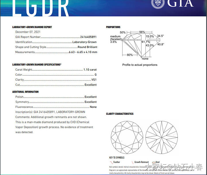 [汗]GIA CVD培育钻石 开出来G H色的  甩了_培育钻钻石