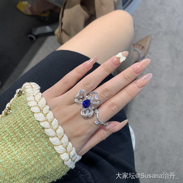 花卉蓝宝两用双戒～💙🎣_蓝宝石