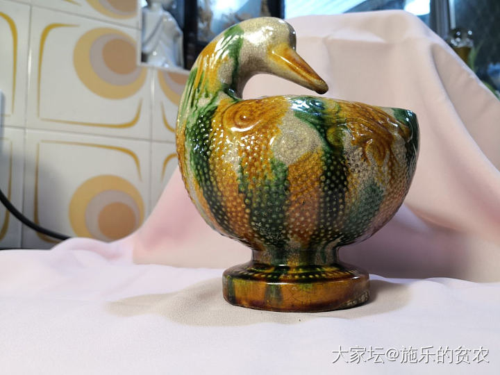 唐-三彩鸭形杯_陶瓷