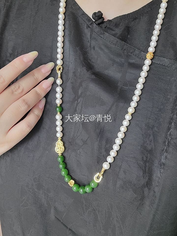 周一好呀😊今天休闲OL风～_搭配珍珠和田玉