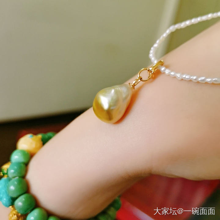 【珍珠】一颗渐变色金keshi_搭配珍珠有机宝石