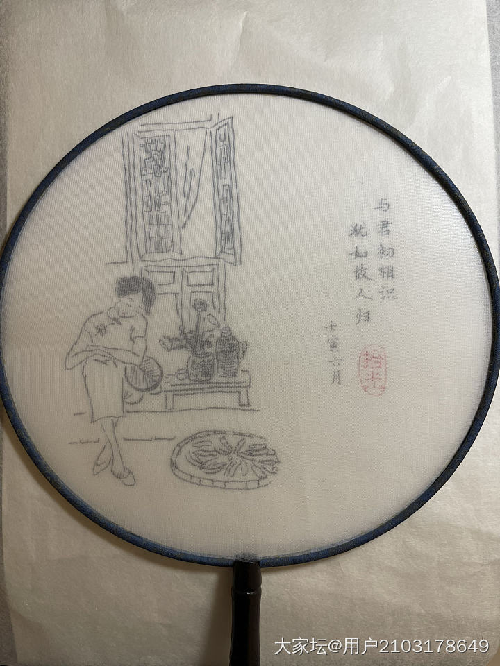 夏日清凉～自画团扇完工～_手绘扇