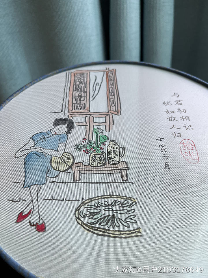 夏日清凉～自画团扇完工～_手绘扇