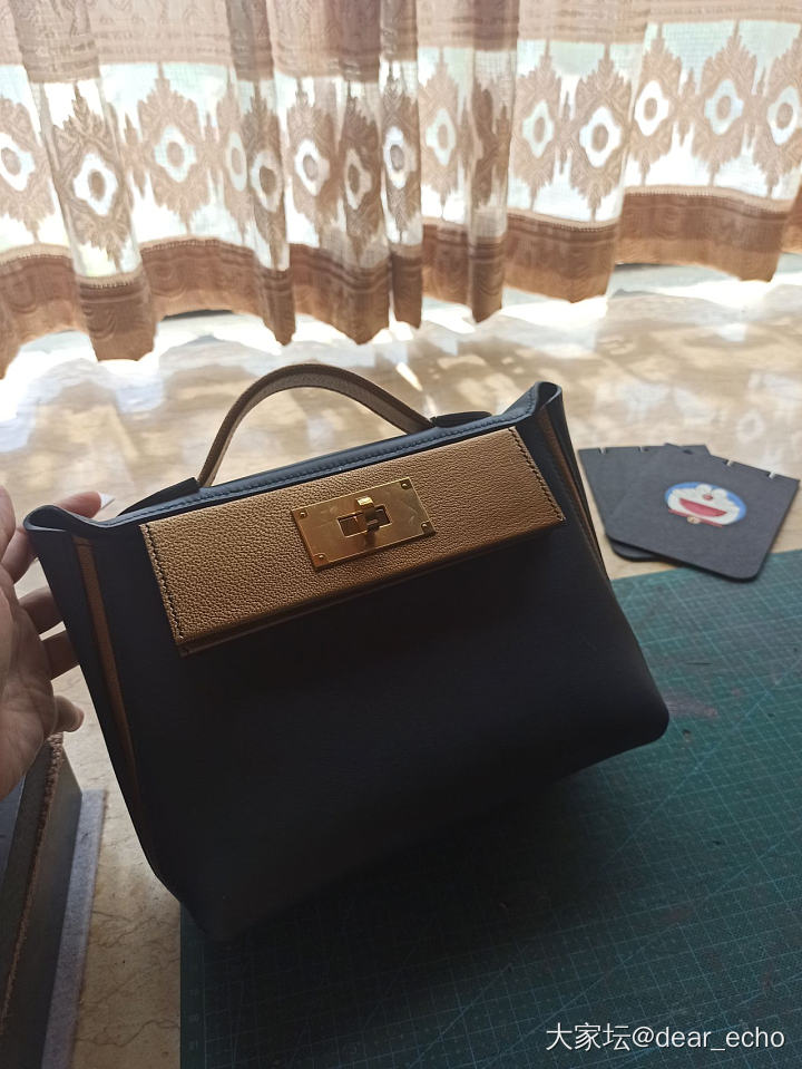 深蓝色拼古铜色mini2424_包包手工diy