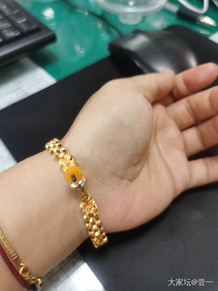 蹦迪珠手链新编_编绳金