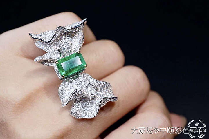 ##中颐天然赞比亚祖母绿戒指##  3.45ct_祖母绿
