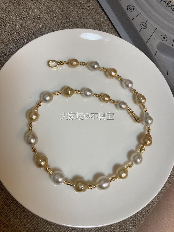【今日珍珠】金白混彩巴洛克，我老公说我玩物丧志_珍珠金有机宝石
