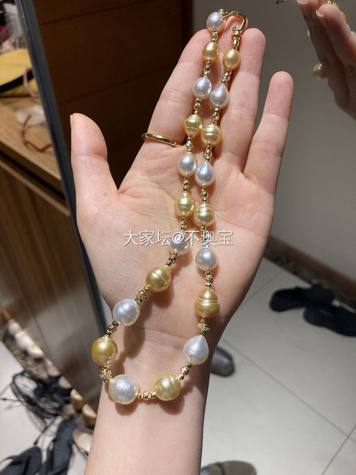 【今日珍珠】金白混彩巴洛克，我老公说我玩物丧志_珍珠金有机宝石