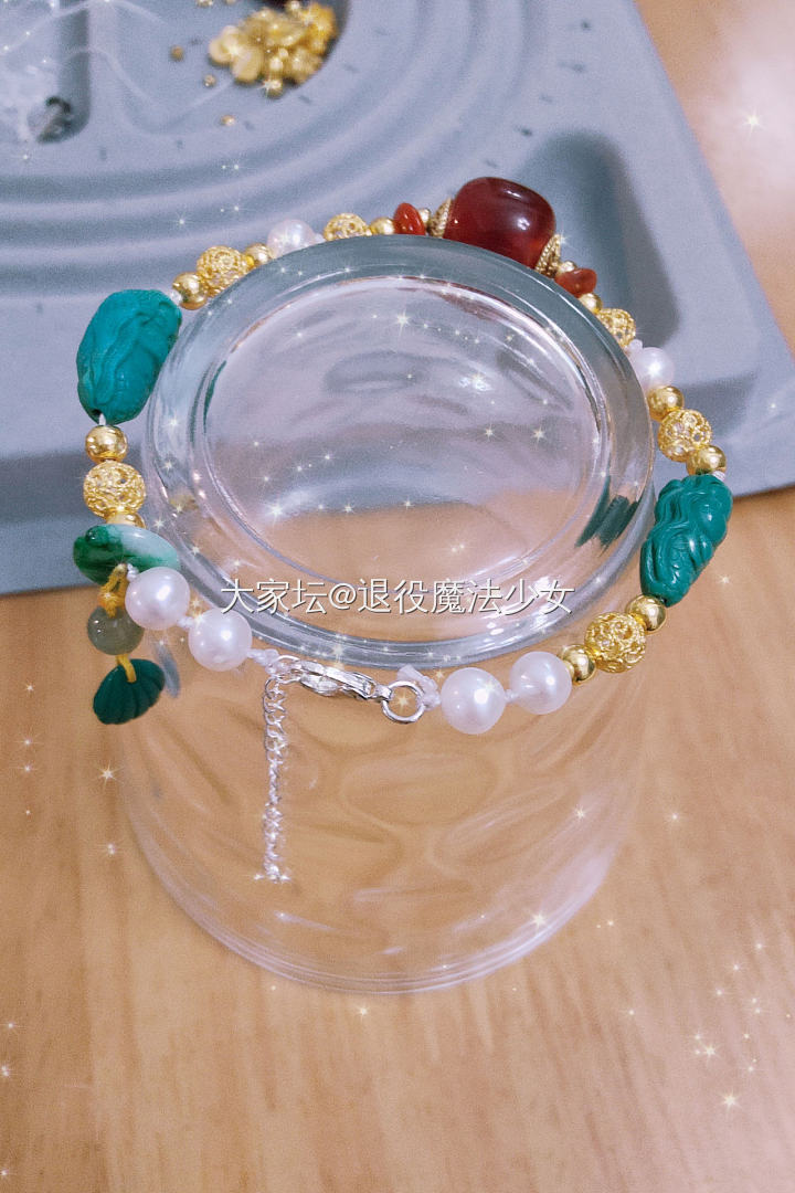 最近薅的一些花丝珠串起来了_珍珠松石金首饰