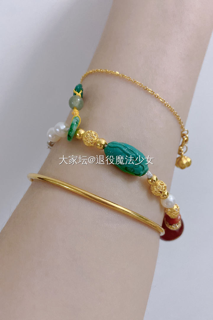 最近薅的一些花丝珠串起来了_珍珠松石金首饰