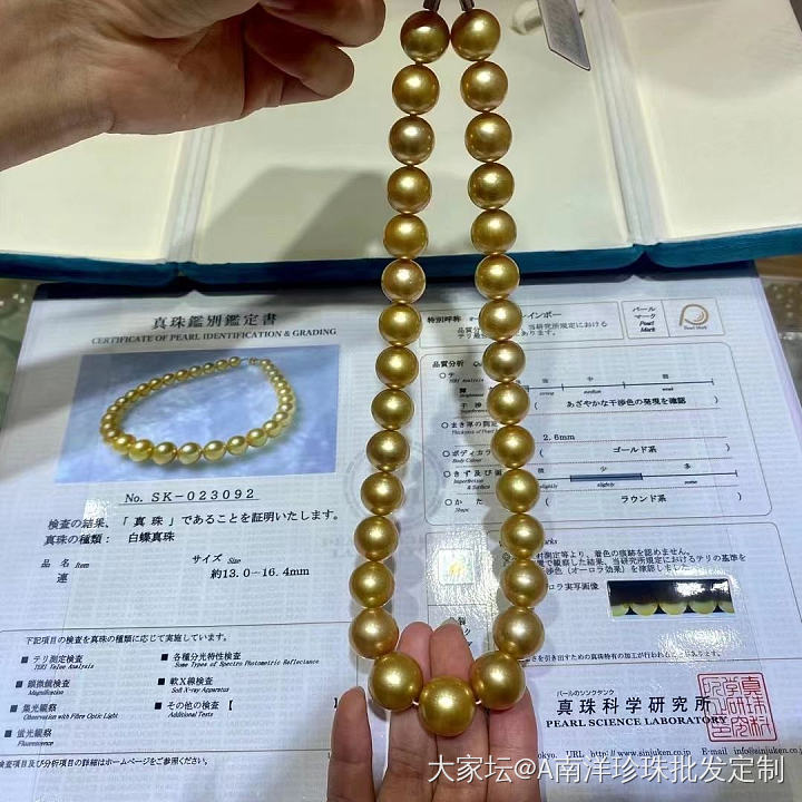 天然南洋金珠项链_珍珠