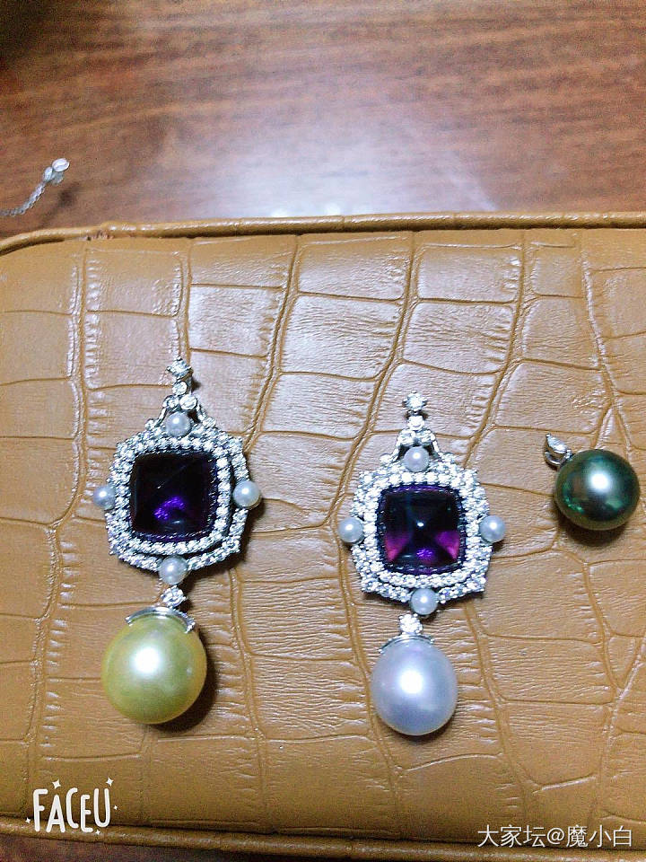 紫水晶金珠吊坠，澳白耳环，翡翠花片耳环，钻石项链_首饰
