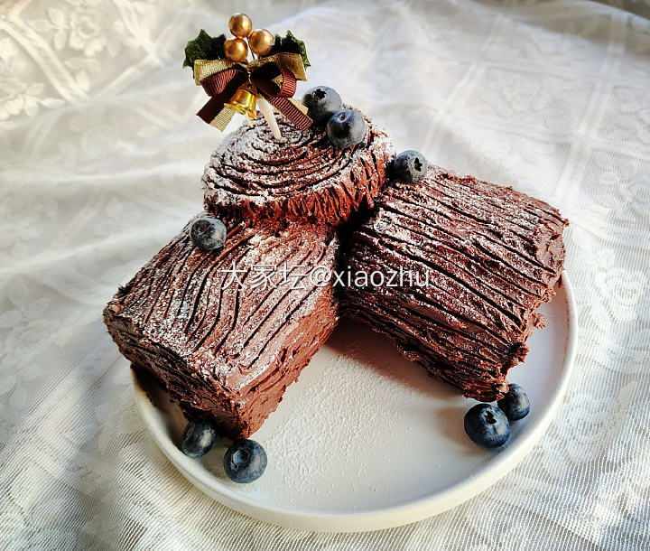 小竹子的烘焙-圣诞树桩蛋糕_美食