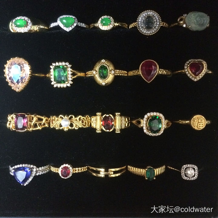 都是便宜的戒指，但是好喜欢_戒指彩色宝石翡翠金