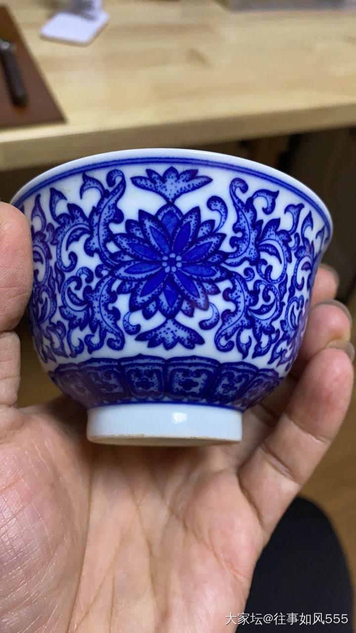 刚入手款青花缠枝连观合主人杯_陶瓷