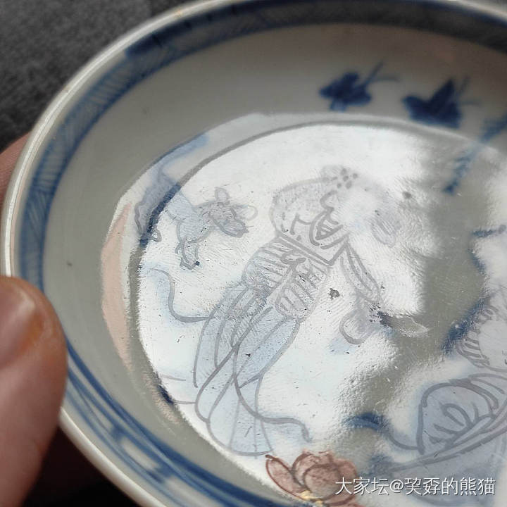 康熙青花江东二乔图小碟_陶瓷