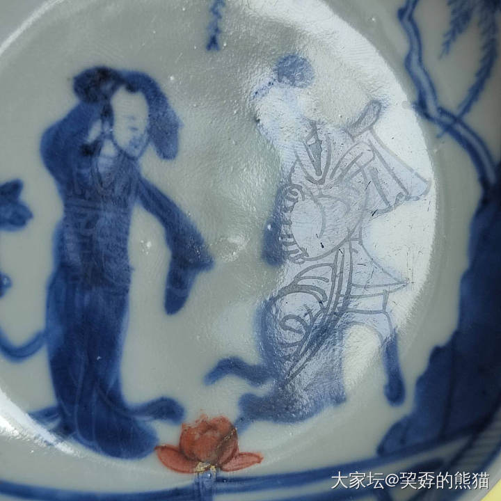 康熙青花江东二乔图小碟_陶瓷