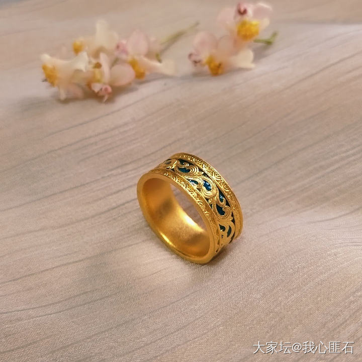 唐草纹珐琅戒指_戒指金