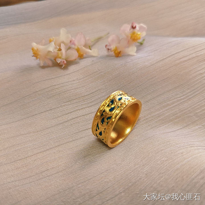 唐草纹珐琅戒指_戒指金