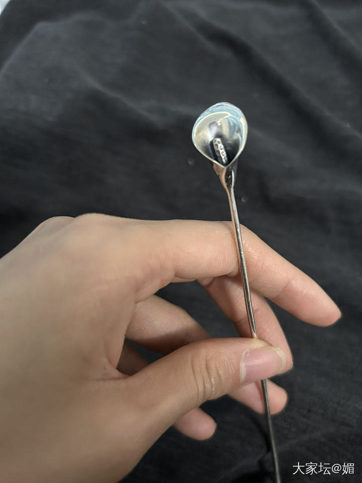 马蹄莲发簪收到了，盘好后在插入头发_925银簪子银