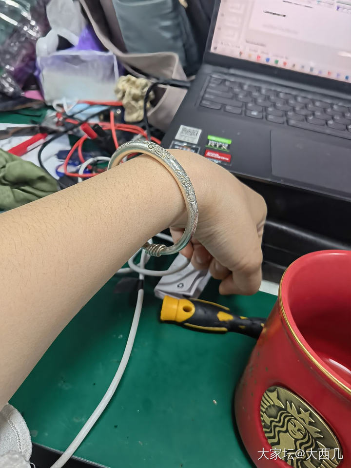 收了一只19年的建工老镯～_手镯匠人银