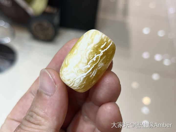 瓷白虎皮纹桶珠_琥珀蜜蜡