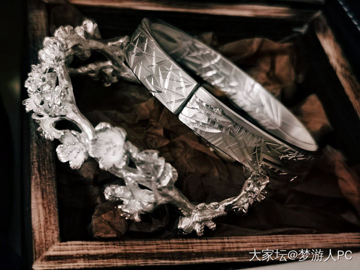 竹和桃花_手镯银