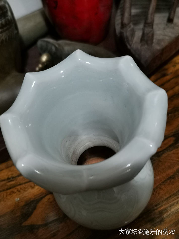 宋，湖田影青刻花葵口瓶_收藏