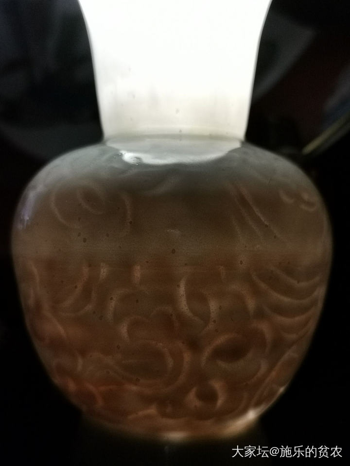 宋，湖田影青刻花葵口瓶_收藏