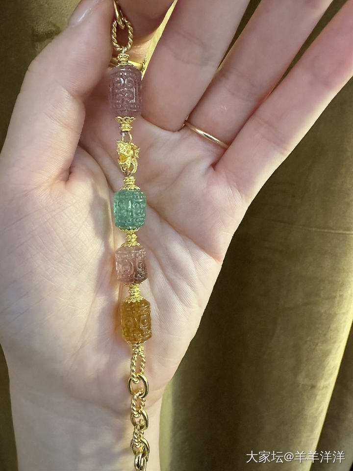 Diy的碧玺手链好美_手工diy金碧玺