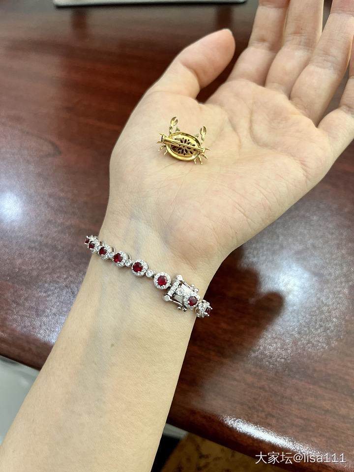 最后选了小螃蟹，顺便晒晒今天带的红宝手链_珊瑚镶嵌红宝石