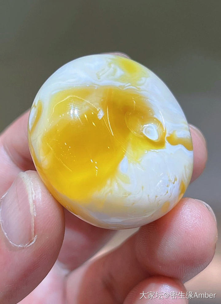 妖孽金瓷白平安扣_琥珀蜜蜡