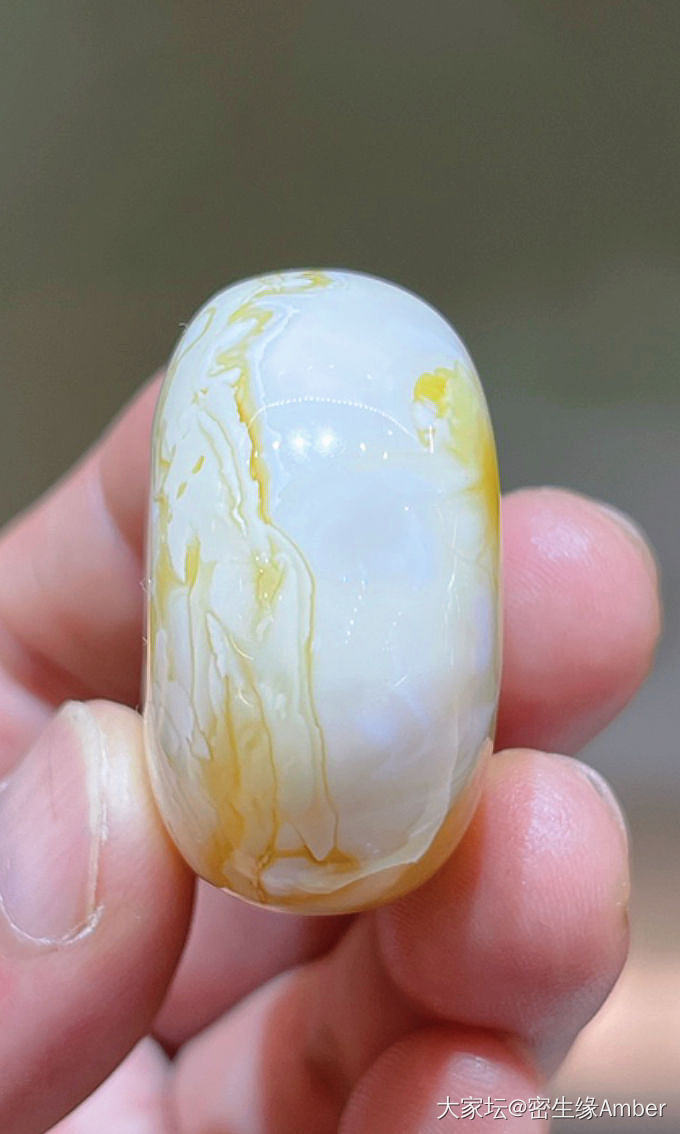 妖孽金瓷白平安扣_琥珀蜜蜡