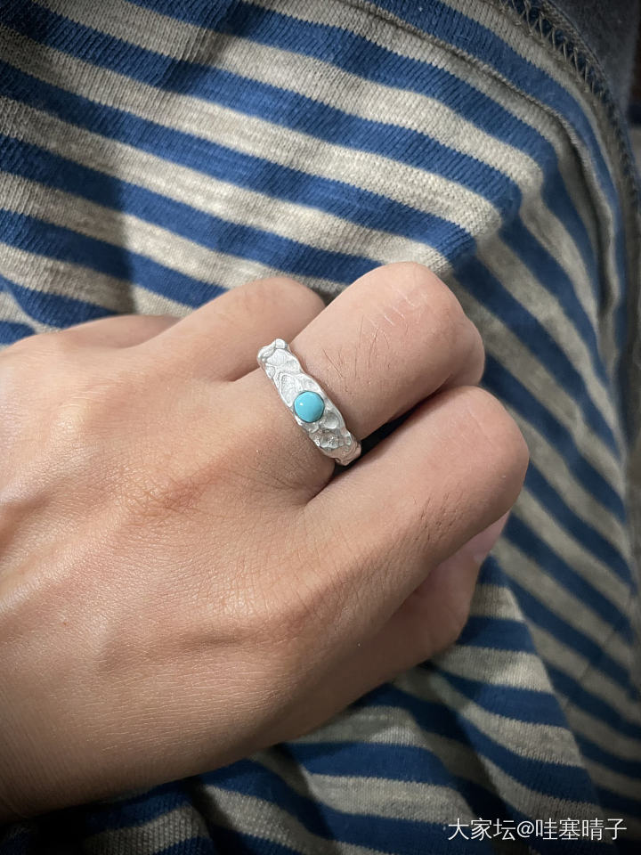 我新入手的小戒指_松石银戒指