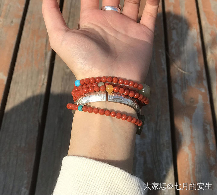秋游，凤凰，双尖，南红_手镯银