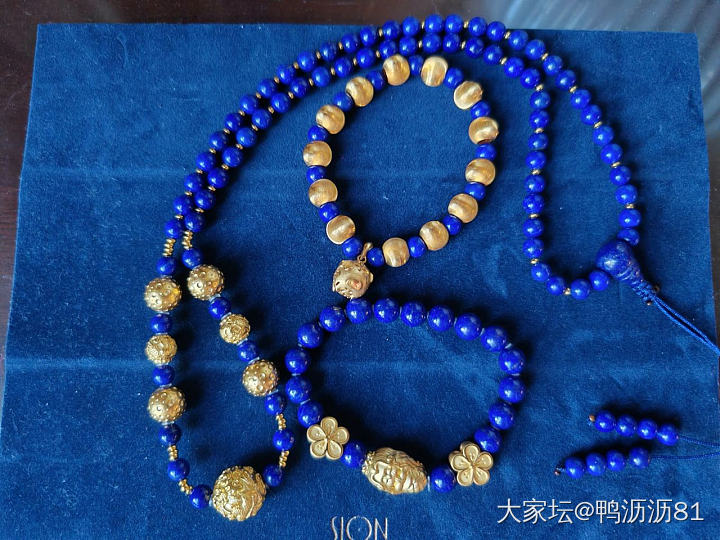 强迫配套症，顶着金价，终于把项链配套出来了。这下手串不再孤单😂😂😂_搭配青金石金