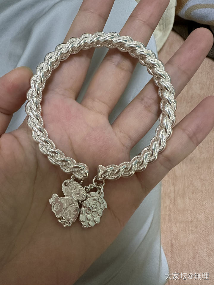 老宝成夹丝麻花_手镯银