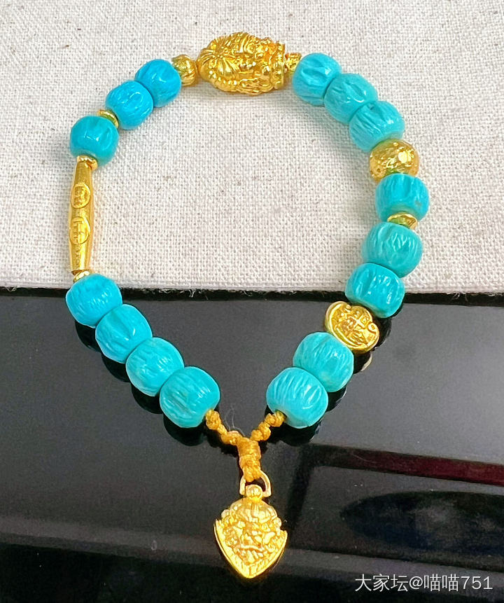 绿松石➕金子_珠串松石金