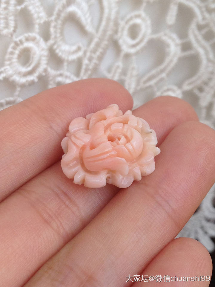 天使肌珊瑚 牡丹花雕刻件_有机宝石