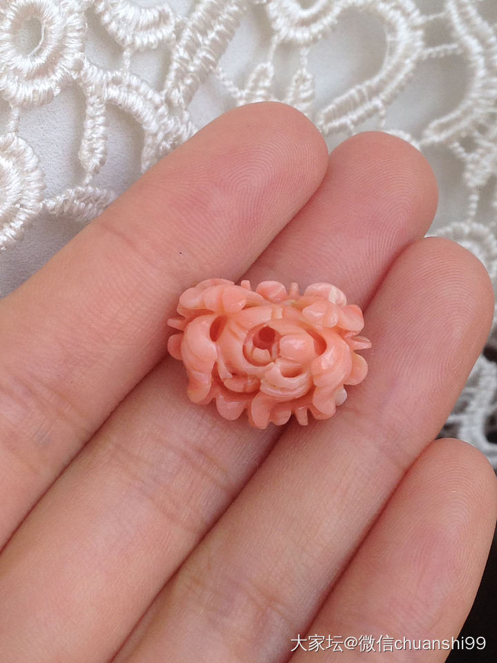 莫莫珊瑚牡丹花雕件 桃粉色_有机宝石