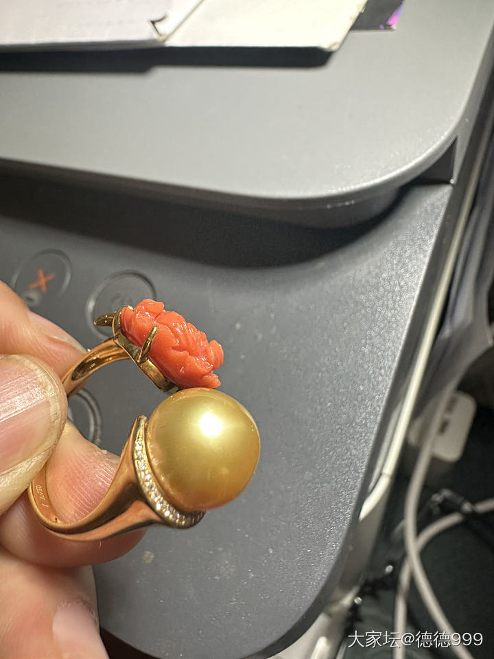 一个库存戒指_珍珠珊瑚戒指