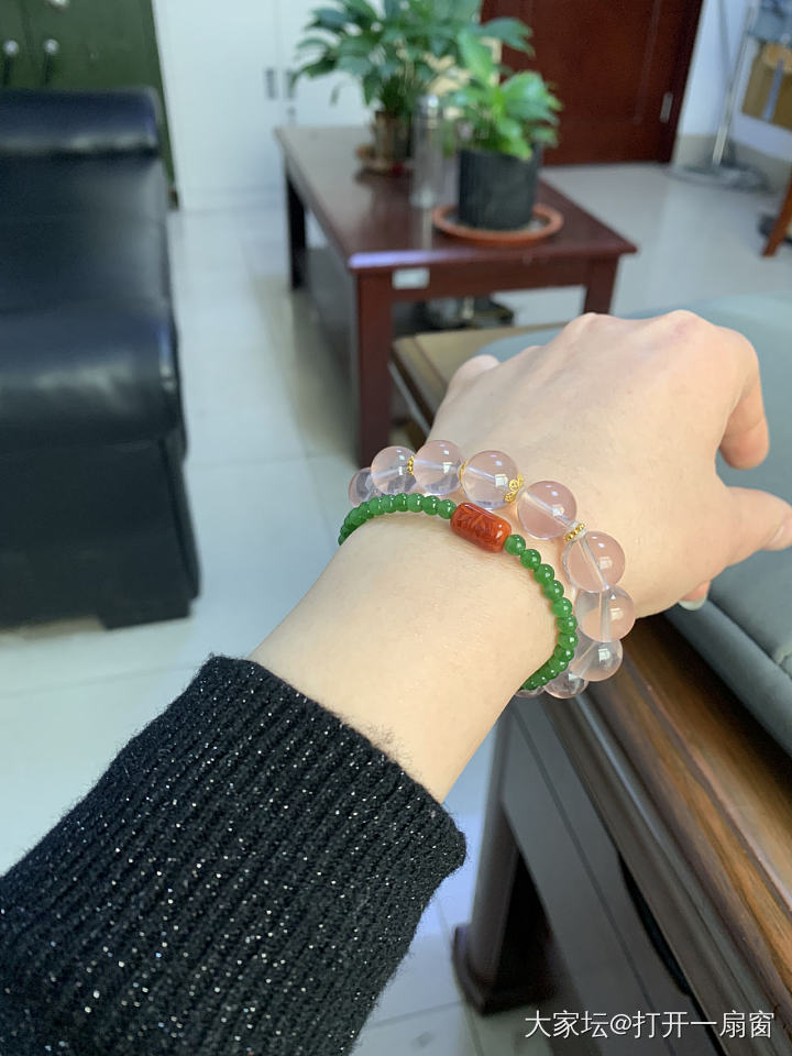 重新串了小米珠_水晶和田玉