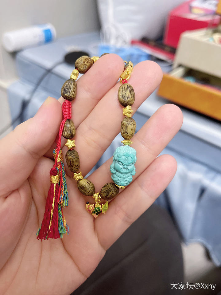 绿松，金，沉香。_沉香松石金