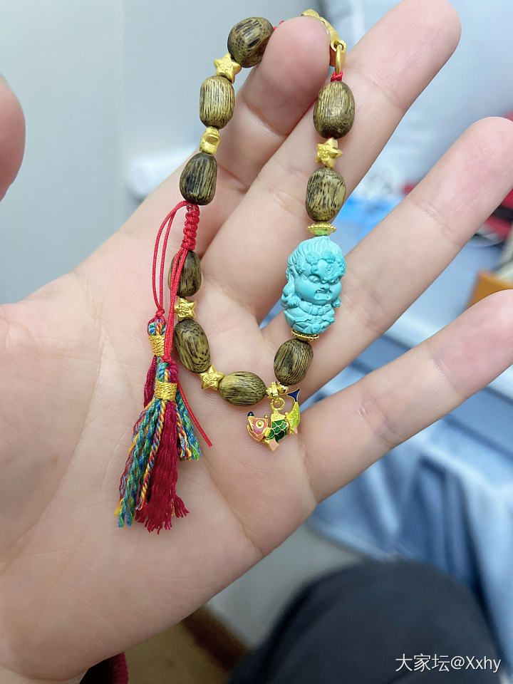绿松，金，沉香。_沉香松石金