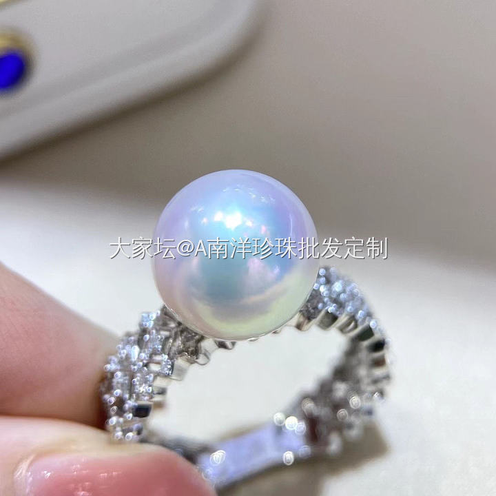 澳洲白珠戒指_有机宝石