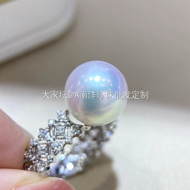 澳洲白珠戒指_有机宝石