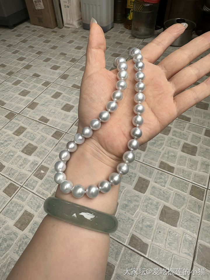 买回来就戴了一次的澳白项链_有机宝石